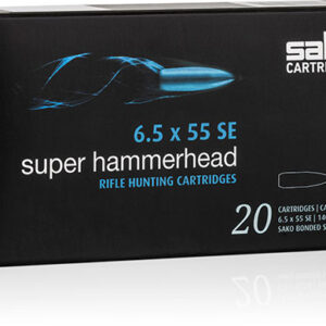 Sako Super Hammerhead Rifle Ammunition C619436HSA10X, 6.5×55 Swedish, Bonded Core Boat Tail, 140 GR, 2674 fps,…