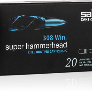 Sako Super Hammerhead Rifle Ammunition C629235ASA10X, 308 Winchester, Bonded Core Boat Tail, 150 GR, 2805 fps,…