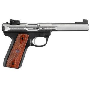 Ruger Model 22/45 Slab-Sided Barrel Rimfire Handgun .22 Long Rifle 5.50″ Barrel 10 Rounds Checkered Cocobolo Grips Satin Stainless Finish