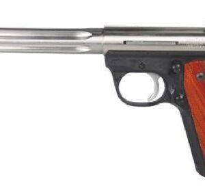 Mark III 22/45 Hunter .22 Long Rifle, 6.88″ Fluted Barrel, Satin Stainless Steel Finish, Fiber Optic Front Sight, Adjustable Rear Sight, 10 Round Mag