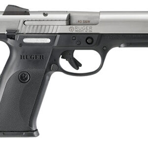Ruger SR40 Standard 40 S&W 4.14″ 10+1 Blk Syn Grip & Frame Brushed SS Slide