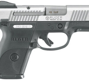 Ruger SR40C Compact 40 S&W 3.5″ 9+1 Black Syn Grip & Frame Brushed SS Slide