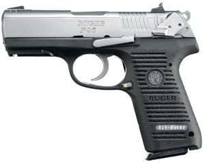 Ruger 13016 P Series P95 9mm 3.9″ 10+1 w/Rail Blk Poly Grip & Frame/SS Slide