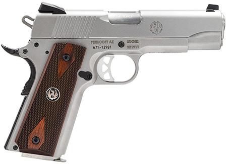 Ruger SR1911 Standard 45 ACP 4.25″ 8+1 Wood Grips Stainless Finish