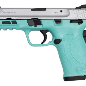 Smith & Wesson M&P380 Shield EZ 380 ACP Semi-Automatic Pistol with Robins Egg Blue Frame and Silver Slide