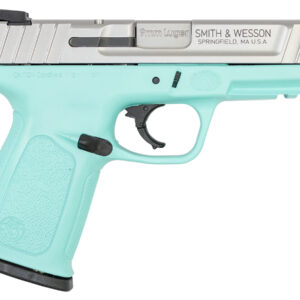 Smith & Wesson SD9 VE 9mm Semi-Auto Pistol with Robins Egg Blue Frame and Satin Stainless Slide