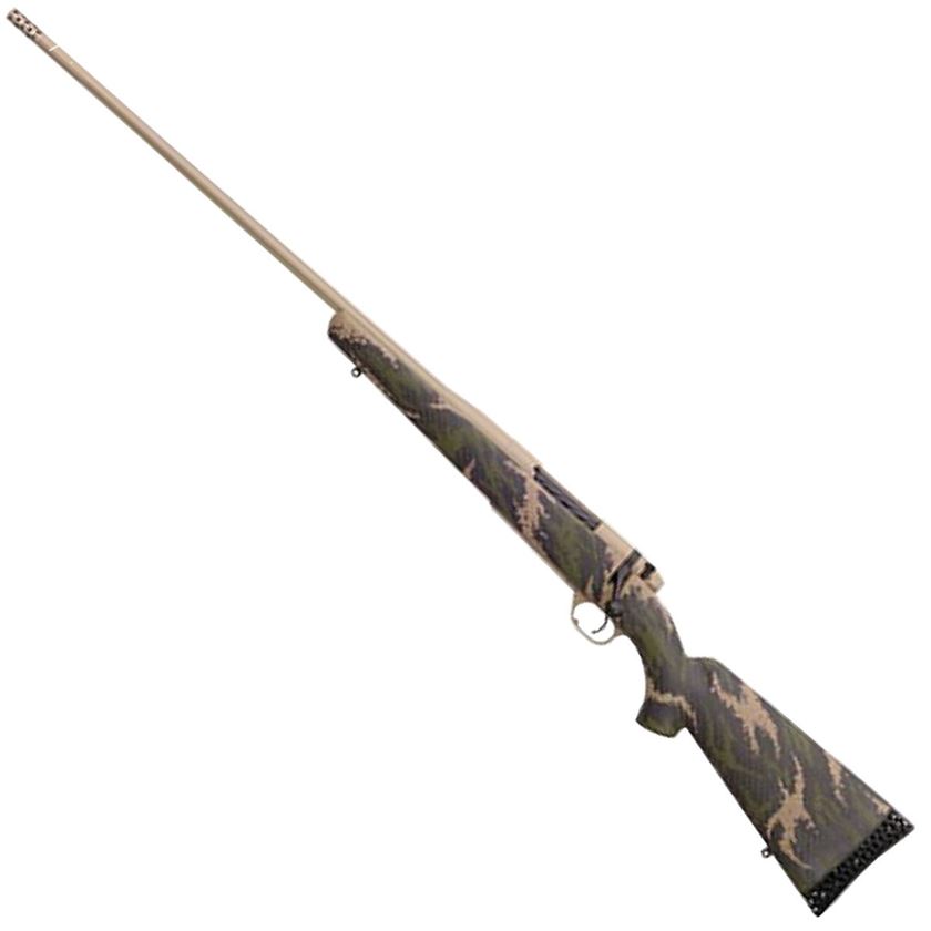 Weatherby Mark V Backcountry McMillan Left Hand Tan Cerakote/Green & Tan Camo Bolt Action Rifle – 6.5-300 Weatherby Magnum – 26in