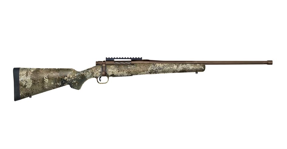 Mossberg Patriot Predator 22-250 Rem Bolt Action Rifle with Strata Camo Stock and Patriot Brown Cerakote Finish