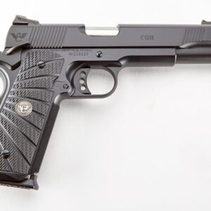 1911 CQB 38 SUPER, 9 SHOT CASED WITH TWO MAGS FIRBE OPTIC FRONT SIGHT (WILSON COMBAT)